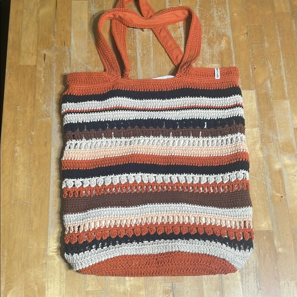 Rip Curl Striped Crochet Tote Bag